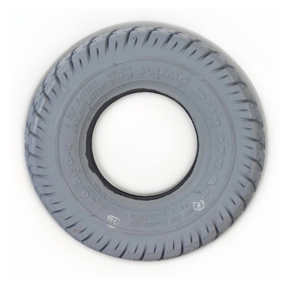 Primo Durotrap Pneumatic Tire with C9210 Tread 4 Ply Mobility Tire Light Gray